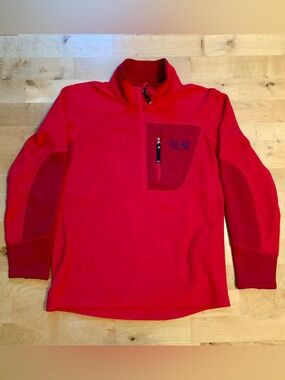 Mountain Hardware Red Quarter-Zip Fleece Pullover, Men’s Size S